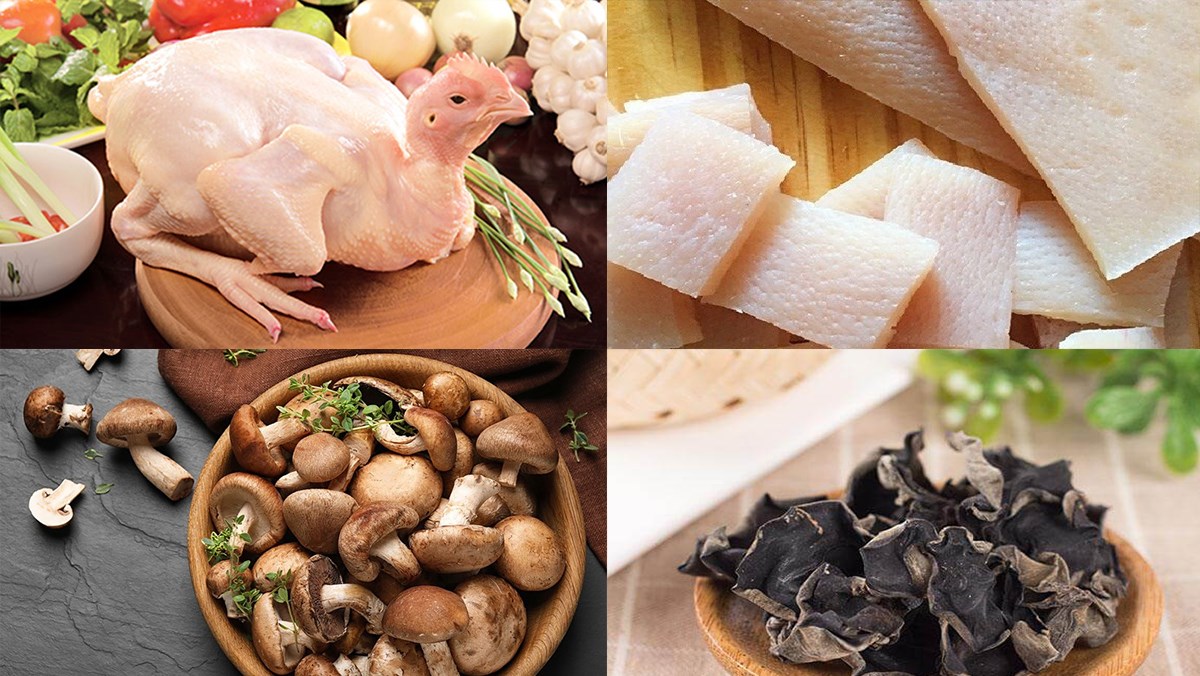 Gà nấu đông với trứng gà, trứng vịt