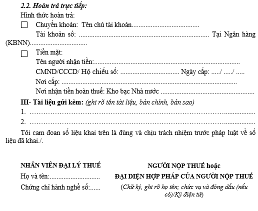 Mẫu Giấy đề nghị hoàn trả khoản thu ngân sách Nhà nước năm 2023