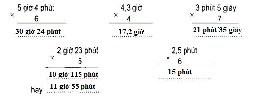 Giải Vở bài tập Toán lớp 5 bài 126 Nhân số đo thời gian với một số
