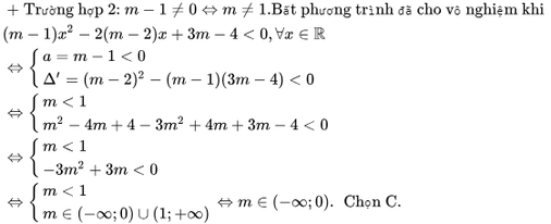 Tìm m để bất phương trình vô nghiệm kèm bài tập và đáp án chi tiết