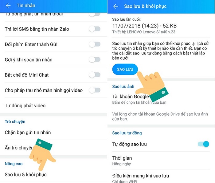 Cách khôi phục tin nhắn đã xóa trên Zalo bằng điện thoại