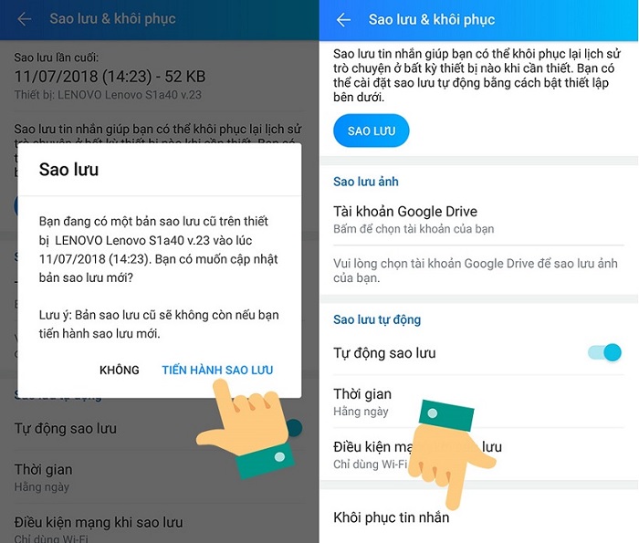 Cách khôi phục tin nhắn đã xóa trên Zalo bằng điện thoại