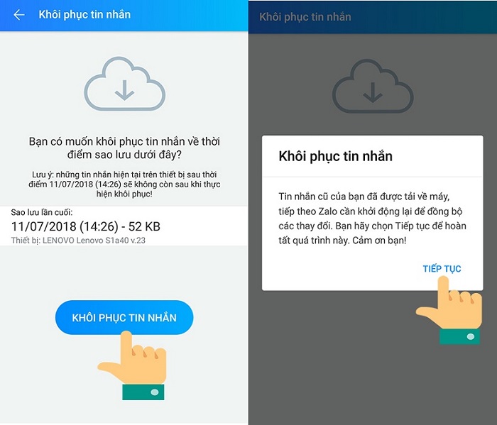 Cách khôi phục tin nhắn đã xóa trên Zalo bằng điện thoại