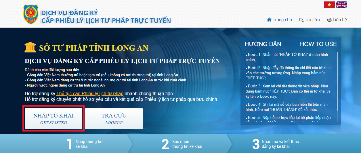 Hướng dẫn thủ tục xin phiếu lý lịch tư pháp số 2 online