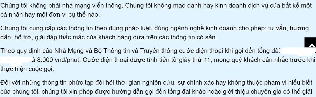 điều khoản trang web giả mạo tổng đài chăm sóc khách hàng của viettel