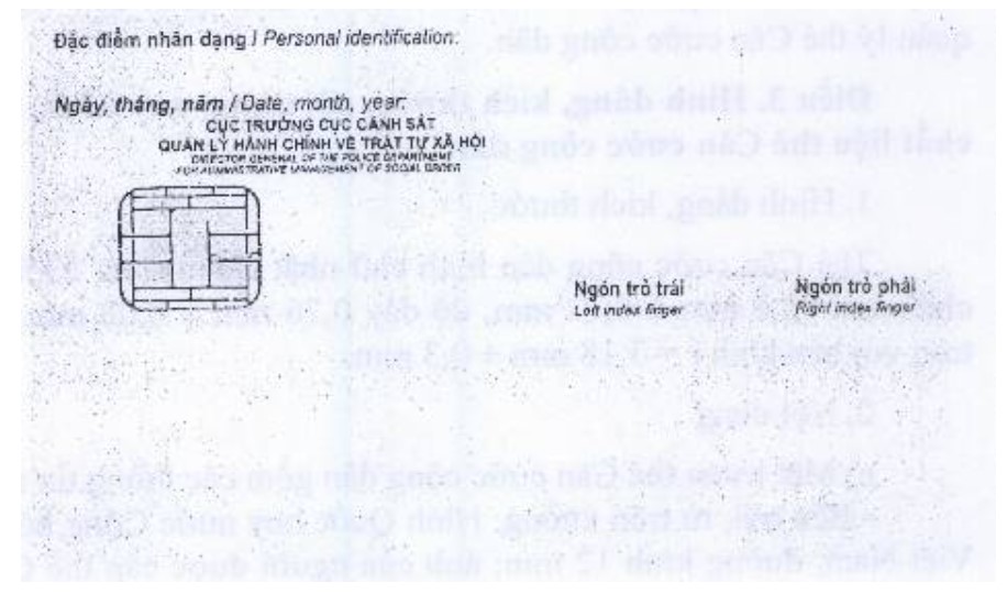Mẫu thẻ căn cước công dân gắn chip
