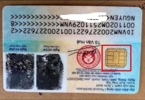 mặt sau căn cước công dân gắn chip 