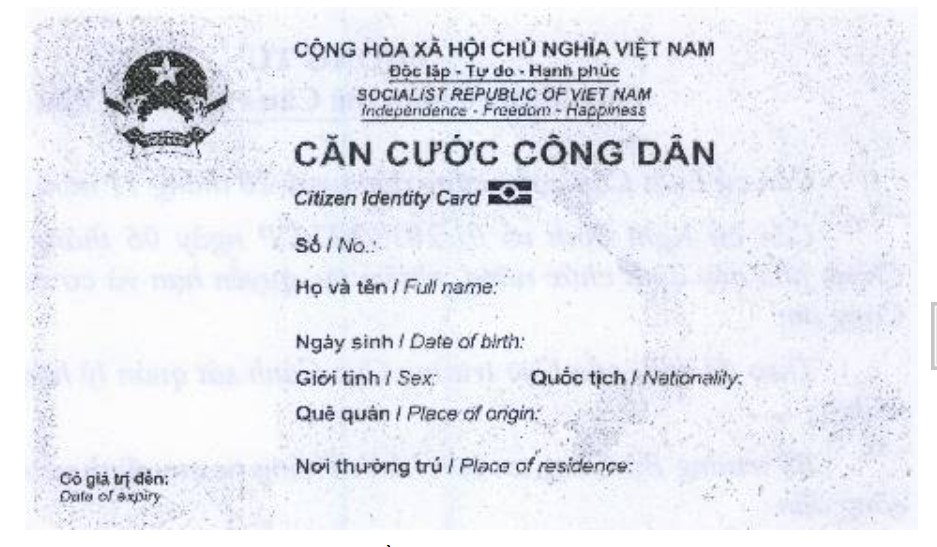 Mẫu thẻ căn cước công dân gắn chip