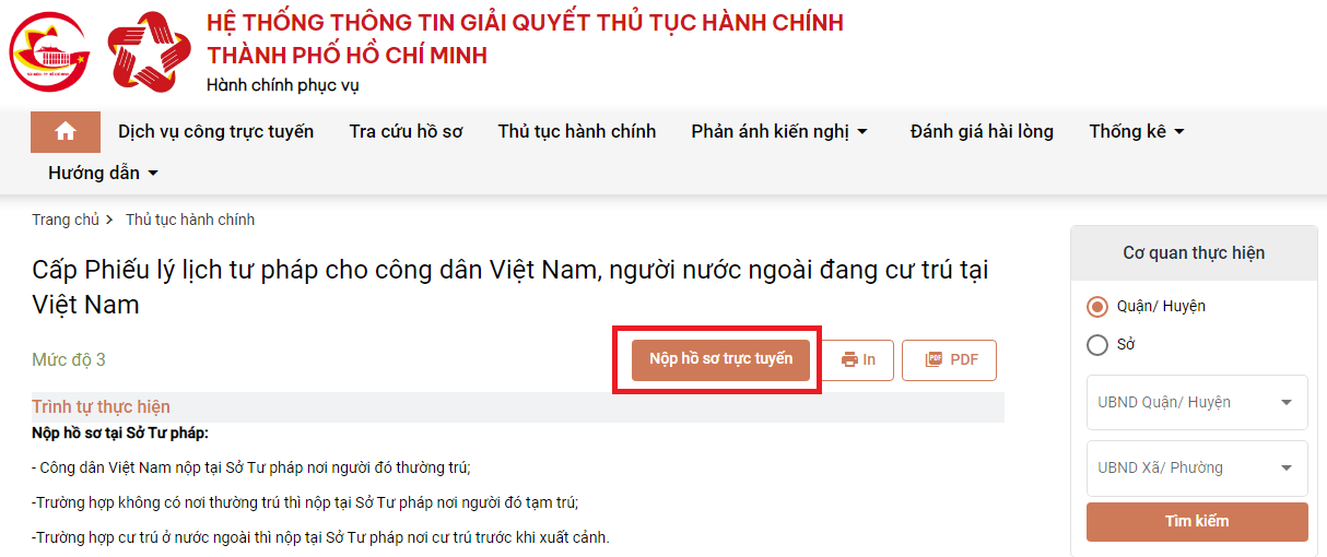Hướng dẫn thủ tục xin phiếu lý lịch tư pháp số 2 online