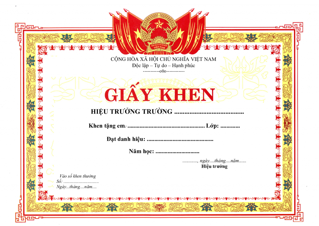 Mẫu giấy khen học sinh giỏi các cấp đẹp nhất năm 2023