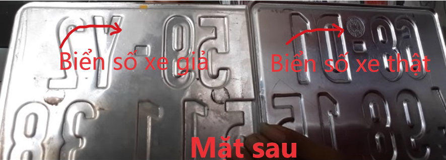 Mặt sau biển số xe giả - thật
