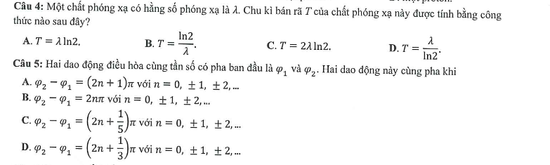 Đáp án đề minh họa 2023 môn Vật lý thi tốt nghiệp THPT Quốc gia