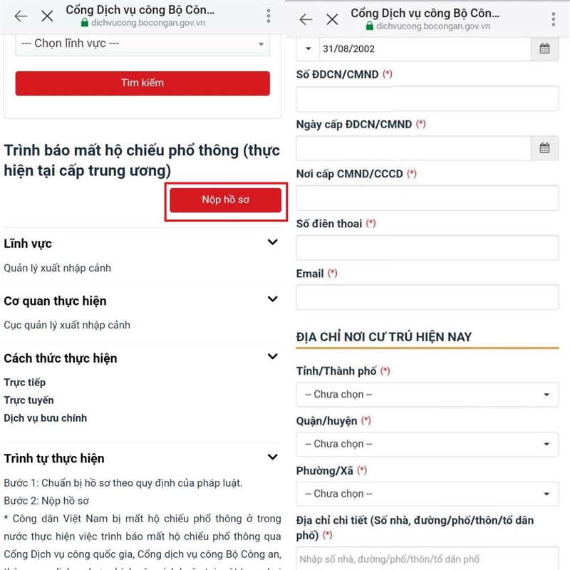 Hướng dẫn làm lại hộ chiếu online