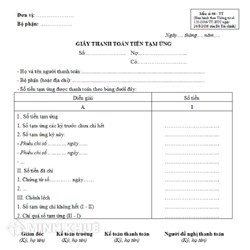Mẫu Giấy thanh toán tạm ứng mới nhất có tải File chi tiết