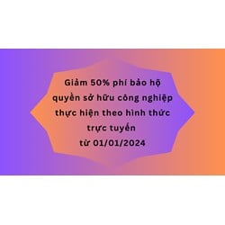 Giảm 50% phí bảo hộ quyền sở hữu công nghiệp thực hiện theo hình thức trực tuyến từ 01/01/2024