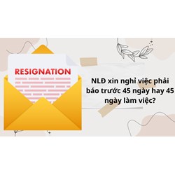NLĐ xin nghỉ việc phải báo trước 45 ngày hay 45 ngày làm việc?