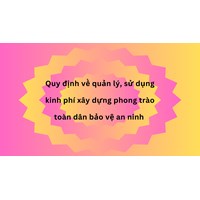 Quy định về quản lý, sử dụng kinh phí xây dựng phong trào toàn dân bảo vệ an ninh