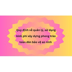 Quy định về quản lý, sử dụng kinh phí xây dựng phong trào toàn dân bảo vệ an ninh