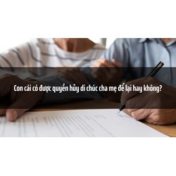 Con cái có được quyền hủy di chúc cha mẹ để lại hay không?