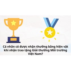 Cá nhân có được nhận thưởng bằng hiện vật khi nhận trao tặng Giải thưởng Môi trường Việt Nam?