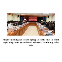 Nhiệm vụ phòng của Doanh nghiệp và các tổ chức tài chính ngân hàng thuộc Vụ Chế độ và Kiểm soát chất lượng kiểm toán