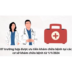 07 trường hợp được ưu tiên khám chữa bệnh tại các cơ sở khám chữa bệnh từ 1/1/2024