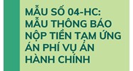 Mẫu thông báo nộp tiền tạm ứng án phí vụ án hành chính