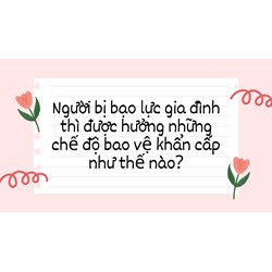 Người bị bạo lực gia đình thì được hưởng những chế độ bảo vệ khẩn cấp như thế nào?