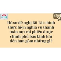 Hồ sơ đề nghị Bộ Tài chính thực hiện nghĩa vụ thanh toán nợ trái phiếu được chính phủ bão lãnh khi đến hạn gồm những gì?