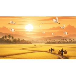 Tả cảnh buổi chiều trên cánh đồng lúa lớp 5