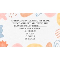 After congratulating his team, the coach left, allowing ...