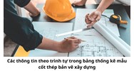 Các thông tin theo trình tự trong bảng thống kê mẫu cốt thép bản vẽ xây dựng