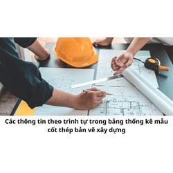 Các thông tin theo trình tự trong bảng thống kê mẫu cốt thép bản vẽ xây dựng