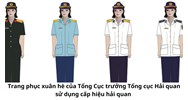 Trang phục xuân hè của Tổng Cục trưởng Tổng cục Hải quan sử dụng cấp hiệu hải quan thế nào?