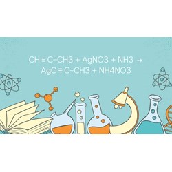 Phương trình CH≡C–CH3 + AgNO3 + NH3 → AgC≡C–CH3 + NH4NO3