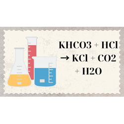 Phương trình hoá học KHCO3 ra KCl: KHCO3 + HCl → KCl + CO2 + H2O