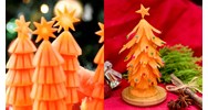 Cách cắt tỉa củ quả, tạo hình cây thông Noel trang trí món ăn Giáng sinh
