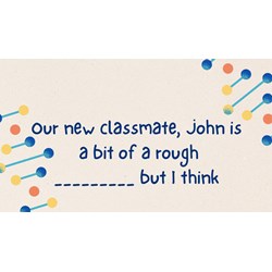 Our new classmate, John is a bit of a rough _________ but I think