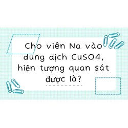 Cho viên Na vào dung dịch CuSO4, hiện tượng quan sát được là?