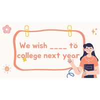 We wish ____ to college next year A. go B. to go C. going D. shall go