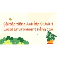 Bài tập tiếng Anh lớp 9 Unit 1 Local Environment nâng cao