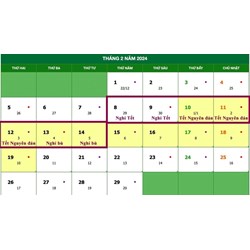 Lịch nghỉ lễ tháng 2 năm 2024 của người lao động sẽ như thế nào?