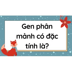 Gen phân mảnh có đặc tính là? - Sinh học lớp 12