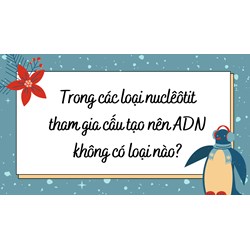 Trong các loại nuclêôtit tham gia cấu tạo nên ADN không có loại nào:?