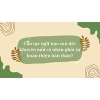 Câu tục ngữ nào sau đây khuyên mỗi cá nhân phải tự hoàn thiện bản thân?