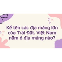 Kể tên các địa mảng lớn của Trái Đất. Việt Nam nằm ở địa mảng nào?