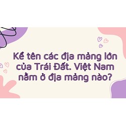 Kể tên các địa mảng lớn của Trái Đất. Việt Nam nằm ở địa mảng nào?