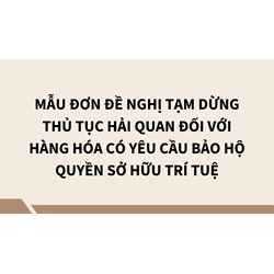 Mẫu đơn đề nghị tạm dừng thủ tục hải quan đối với hàng hóa có yêu cầu bảo hộ quyền sở hữu trí tuệ