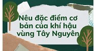 Nêu đặc điểm cơ bản của khí hậu vùng Tây Nguyên