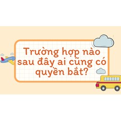 Trường hợp nào sau đây ai cũng có quyền bắt? - GDCD lớp 12